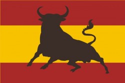 Bandera de España con el toro